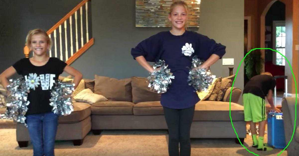 Sisters Get Ready To Show Off New Cheer Routine Then Their Little Brother Steals The Show